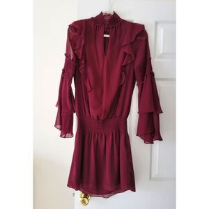Parker Wine Ruffle Mini Dress